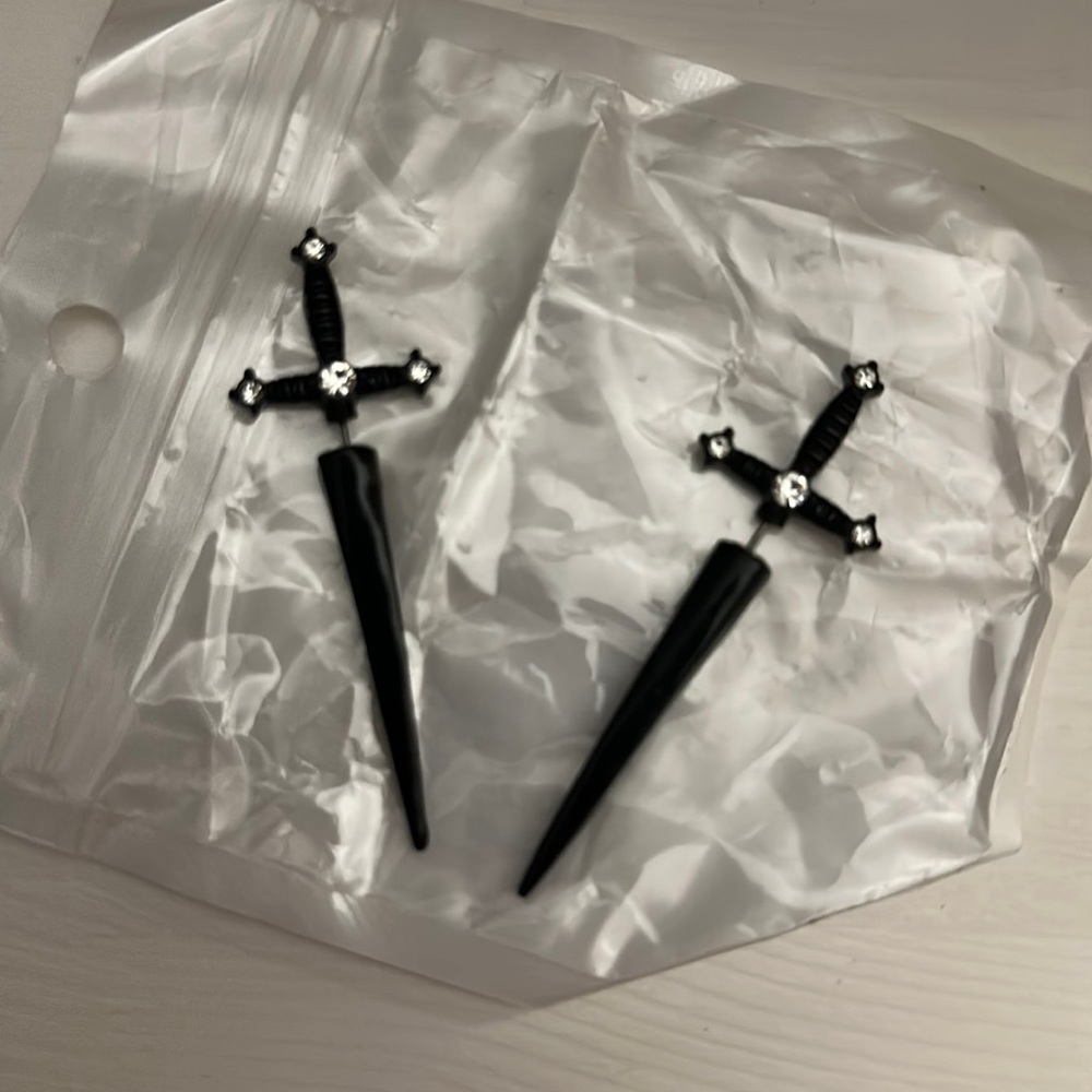 Cross sword earrings